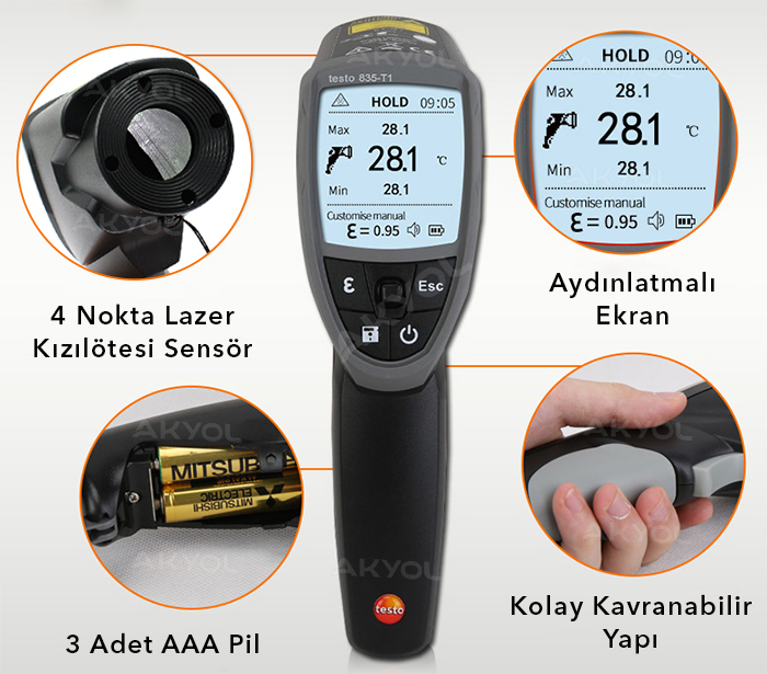 testo 835-T1 lazerli sıcaklık ölçer